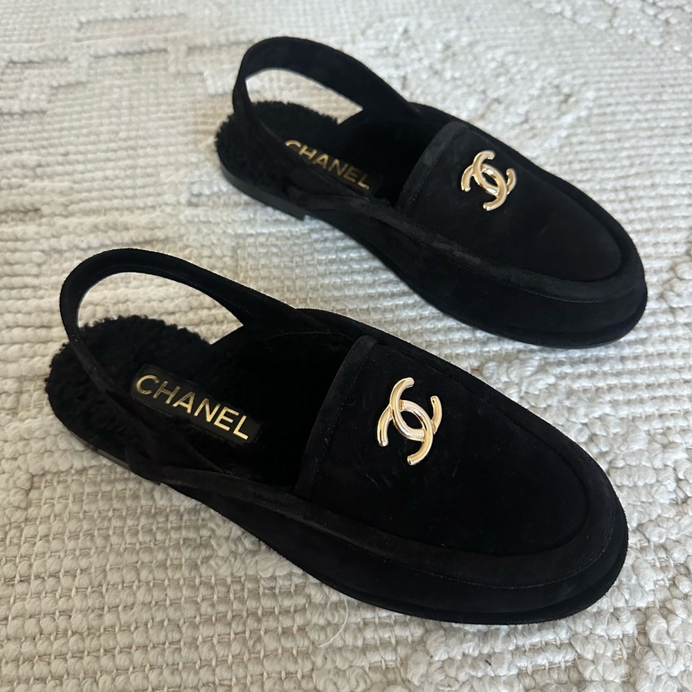 Chanel 25A slingback Suede Sherpa loafers - Picture 4 of 8